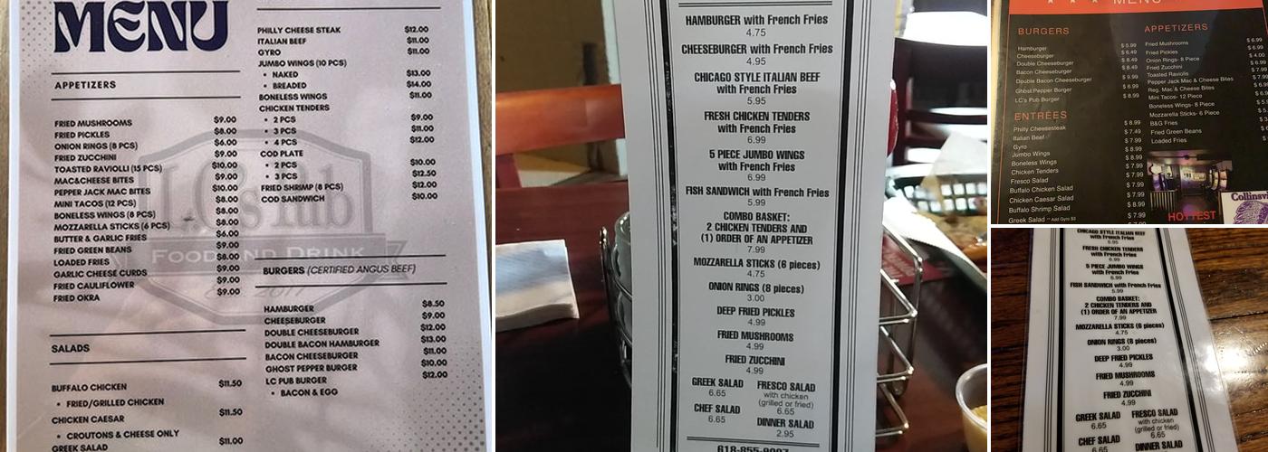 L.C.'s Pub Menu