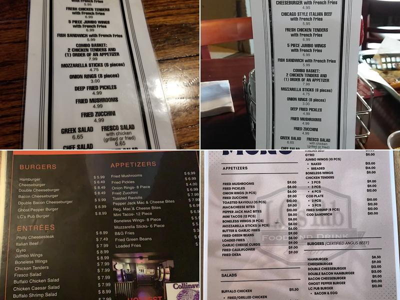 L.C.'s Pub Menu