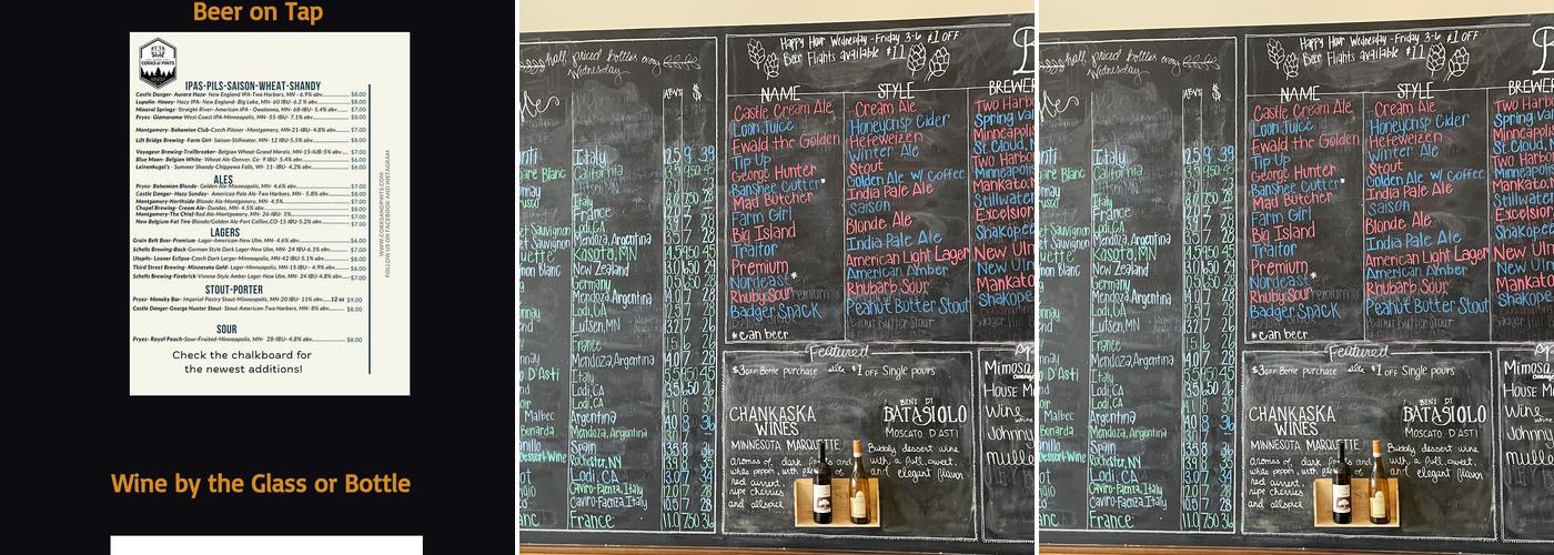 Corks & Pints Menu