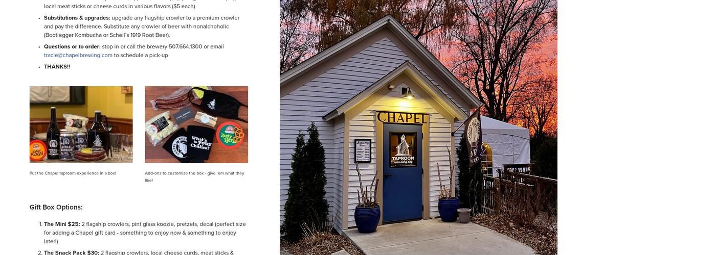 Chapel Brewing Menu