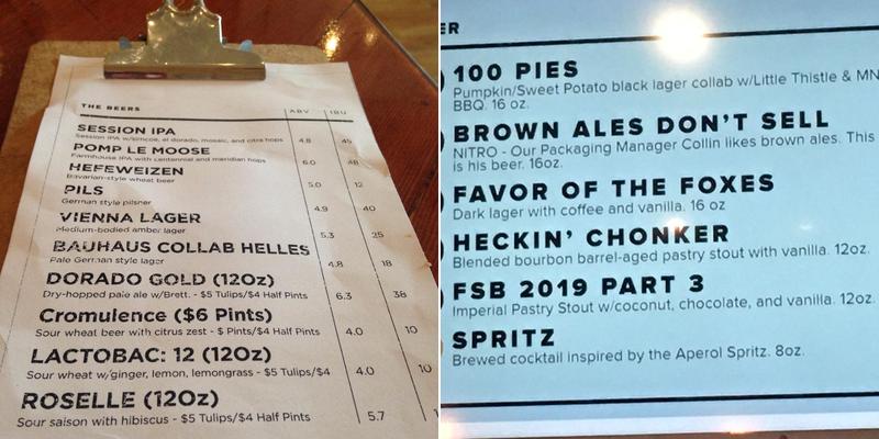 Fair State Brewing Cooperative Menu