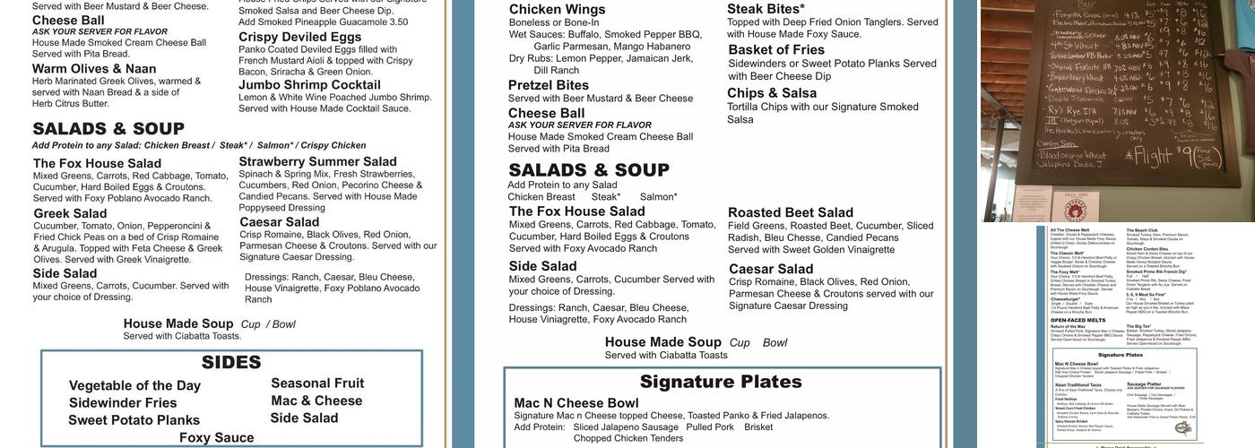 Foxhole Brewhouse Menu