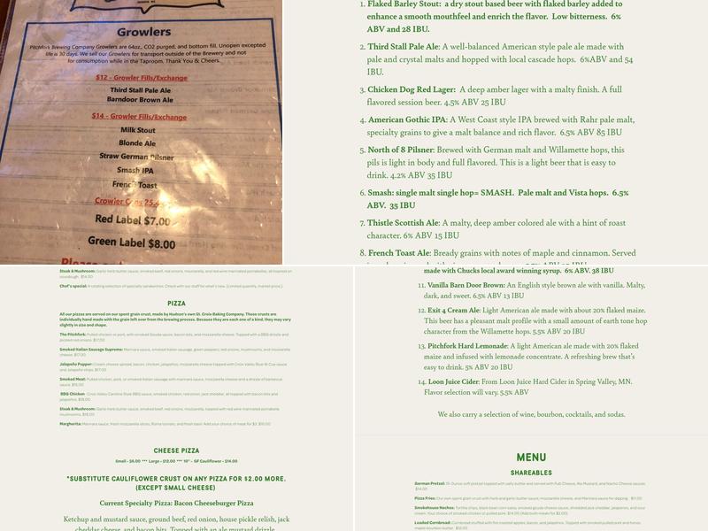 Pitchfork Brewing Menu