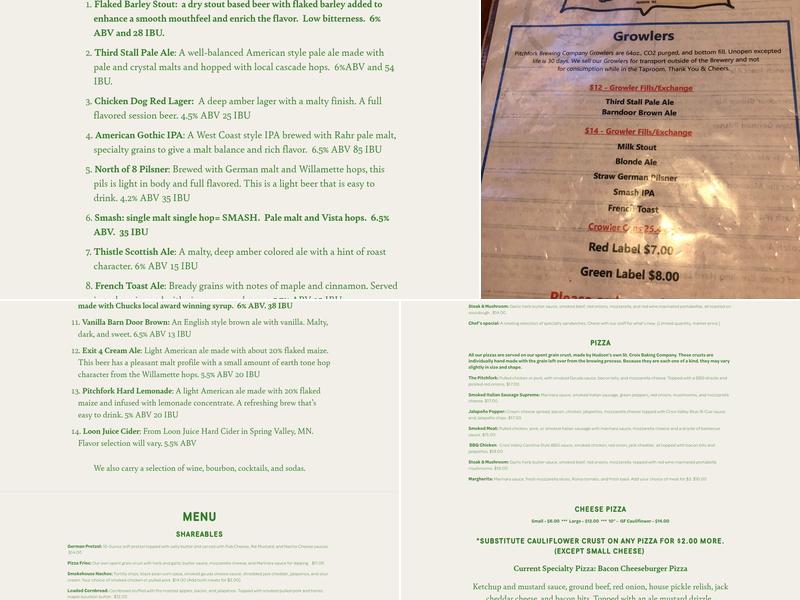 Pitchfork Brewing Menu