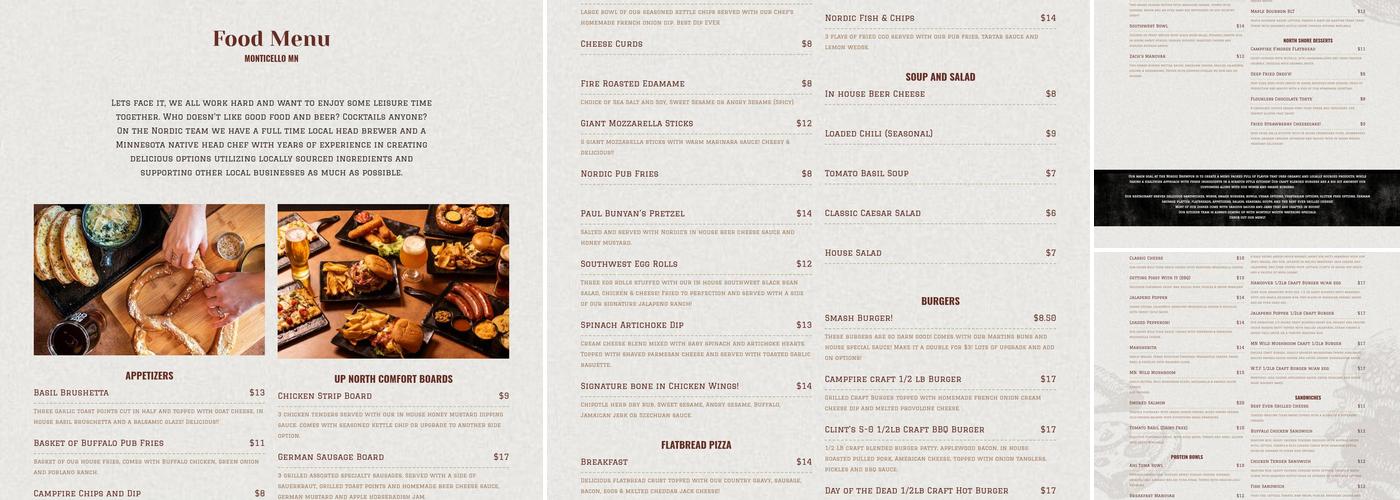 Nordic BrewPub Menu
