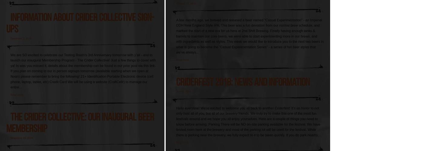 2nd Shift Brewing Menu