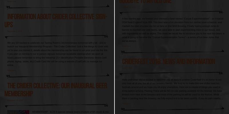 2nd Shift Brewing Menu