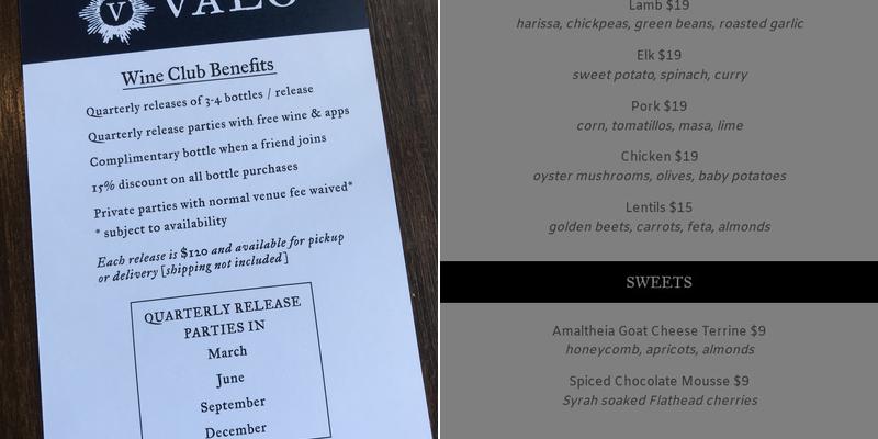 Blend A Bozeman Winery Menu
