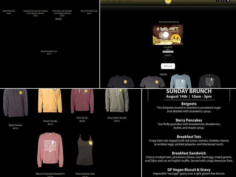 Bad Brewing Company Menu