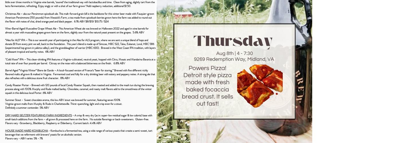 Powers Farm & Brewery Menu