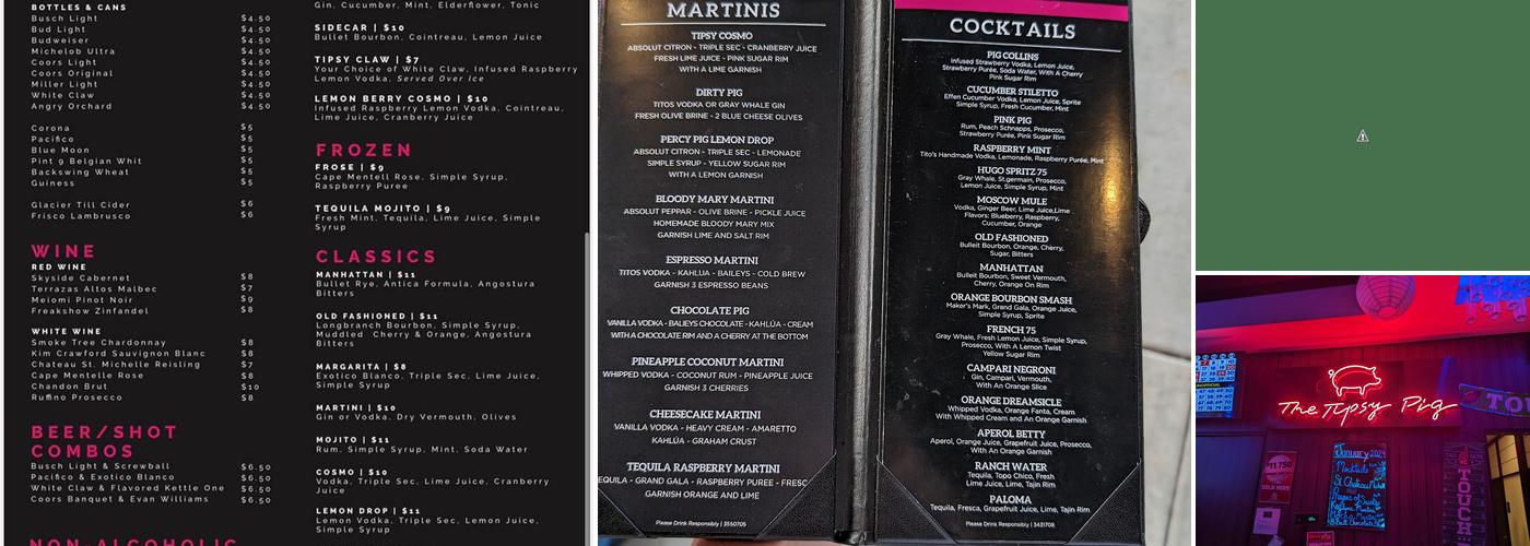 The Tipsy Pig Menu