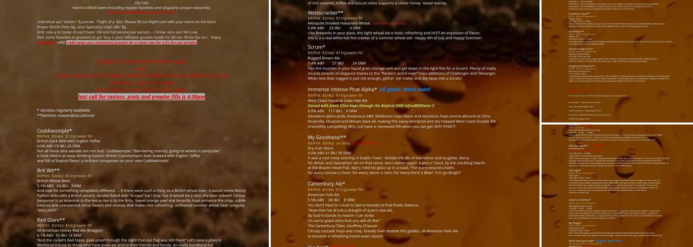 Canterbury Aleworks Menu