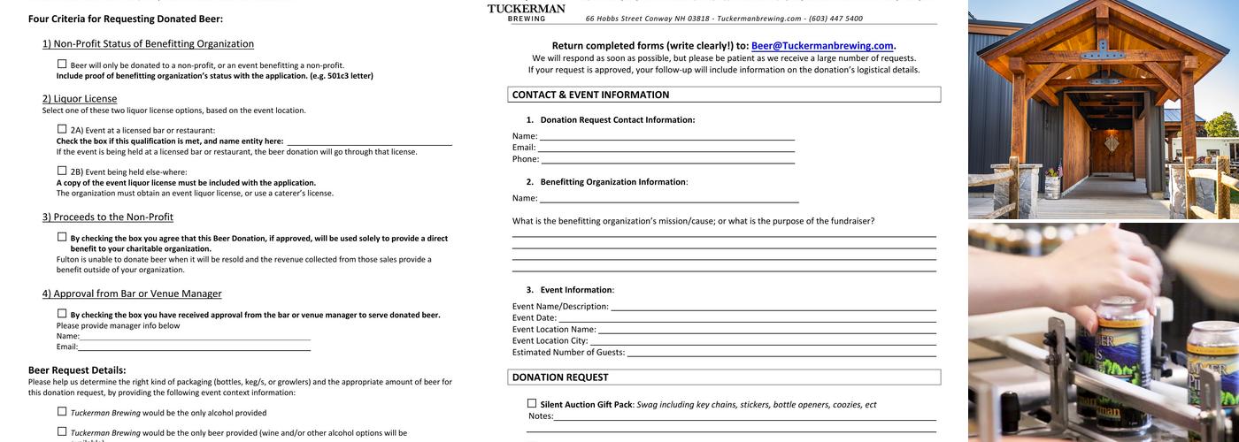 Tuckerman Brewing Menu