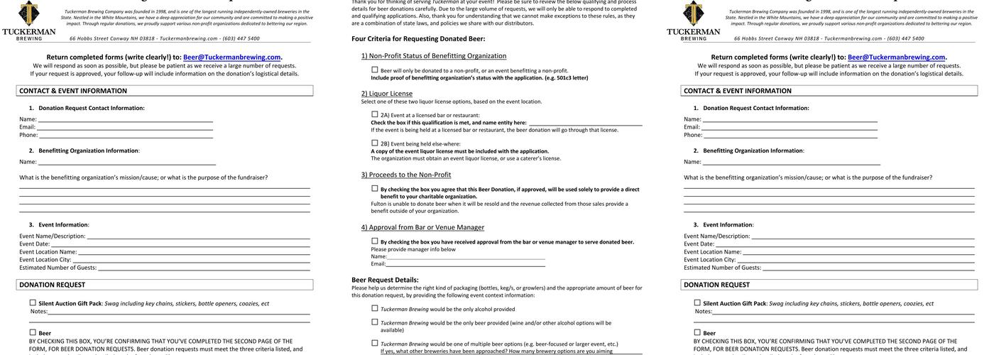 Tuckerman Brewing Menu