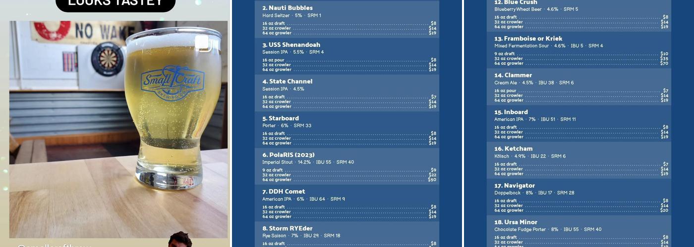 Small Craft Brewing Company Menu