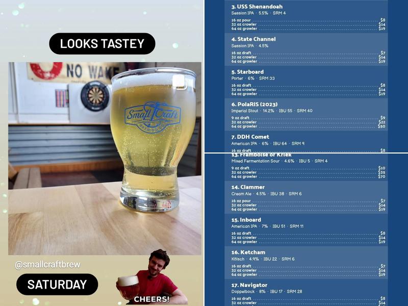 Small Craft Brewing Company Menu