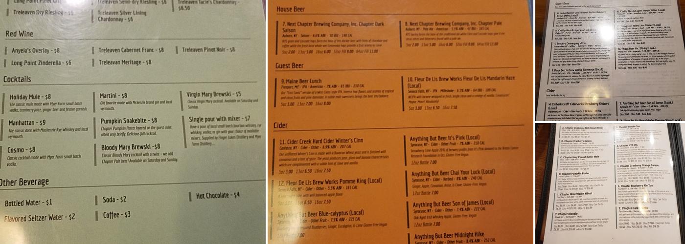 Next Chapter Brewpub Menu
