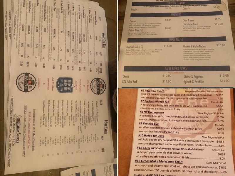 WeBe Brewing Company Menu