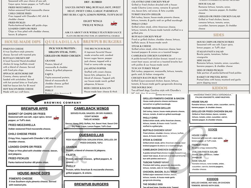 Camelback Brewing Company Menu