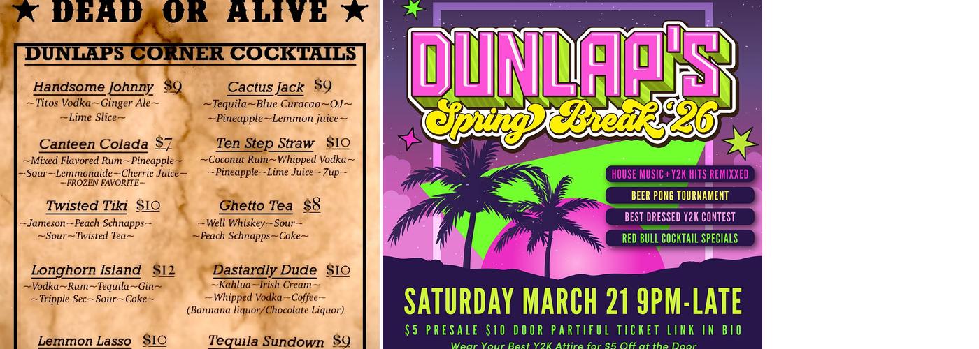 Dunlap's Corner Bar Menu