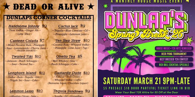 Dunlap's Corner Bar Menu