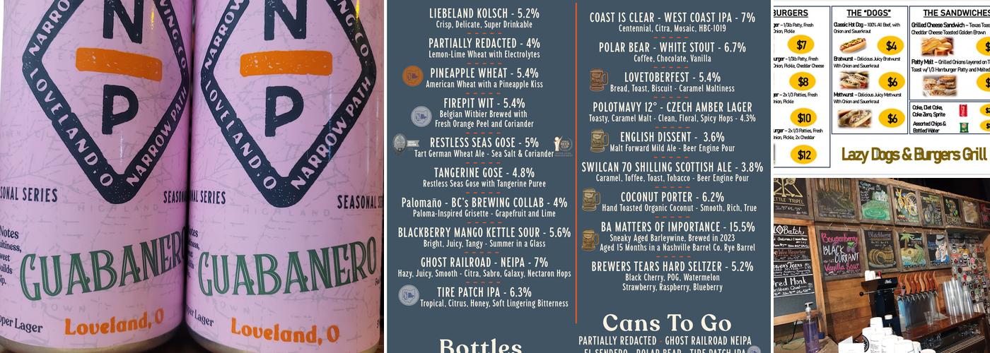 Narrow Path Brewing Co. Menu