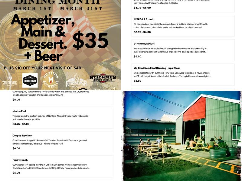 Gigantic Brewing - Brewery & Taproom Menu