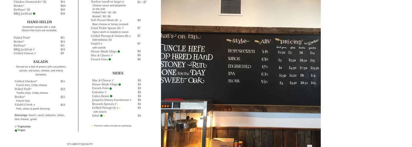 Noble Stein Brewing Company Menu