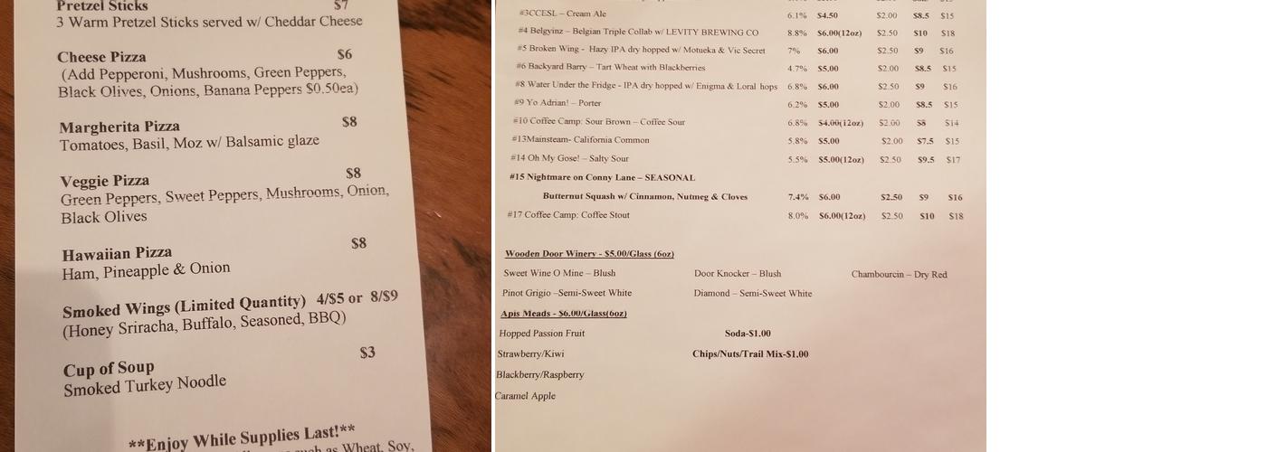 Conny Creek Brewing Menu