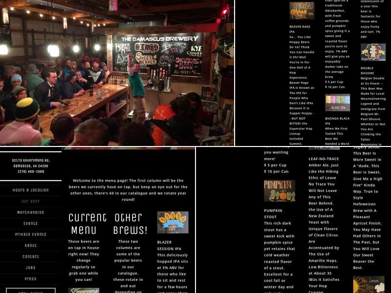 The Damascus Brewery Menu