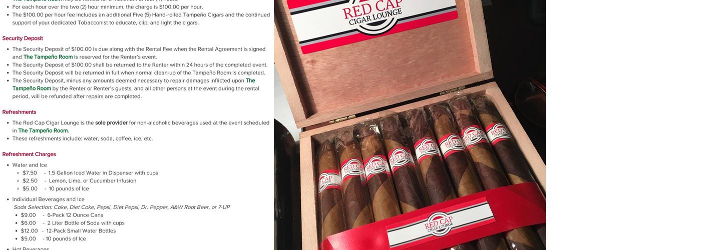 Red Cap Cigars Menu