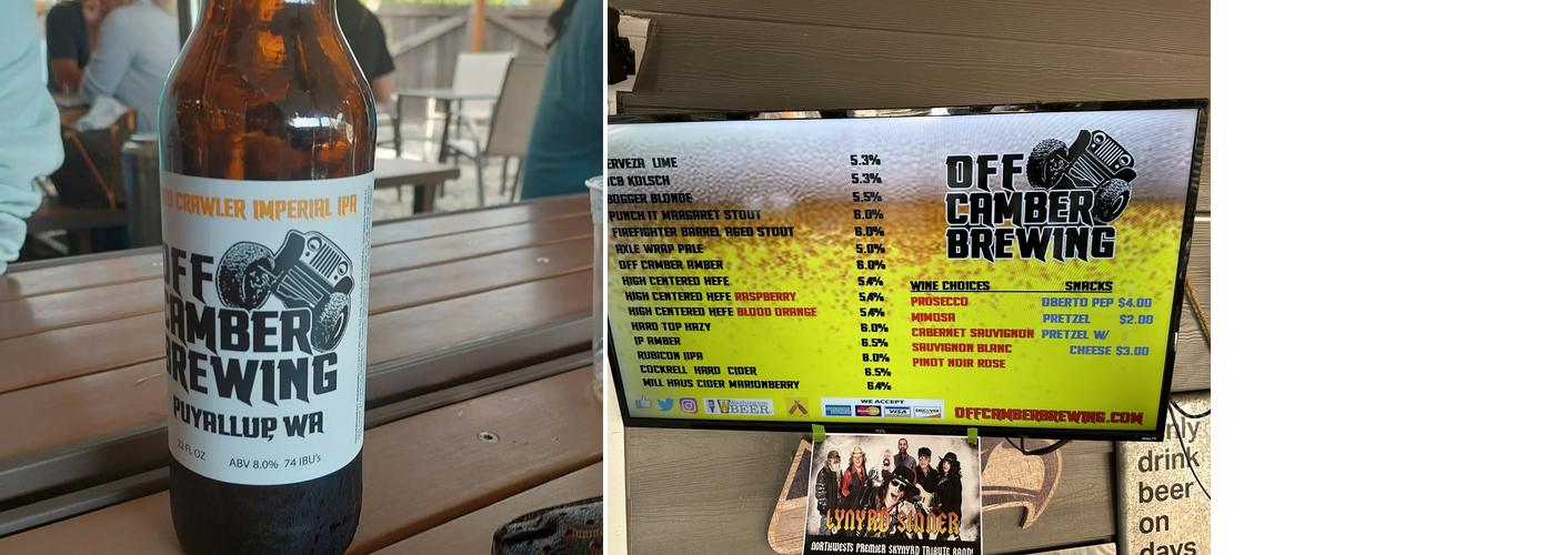 Off Camber Brewing Menu