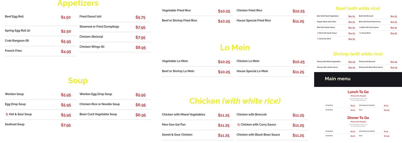 King Buffet Menu
