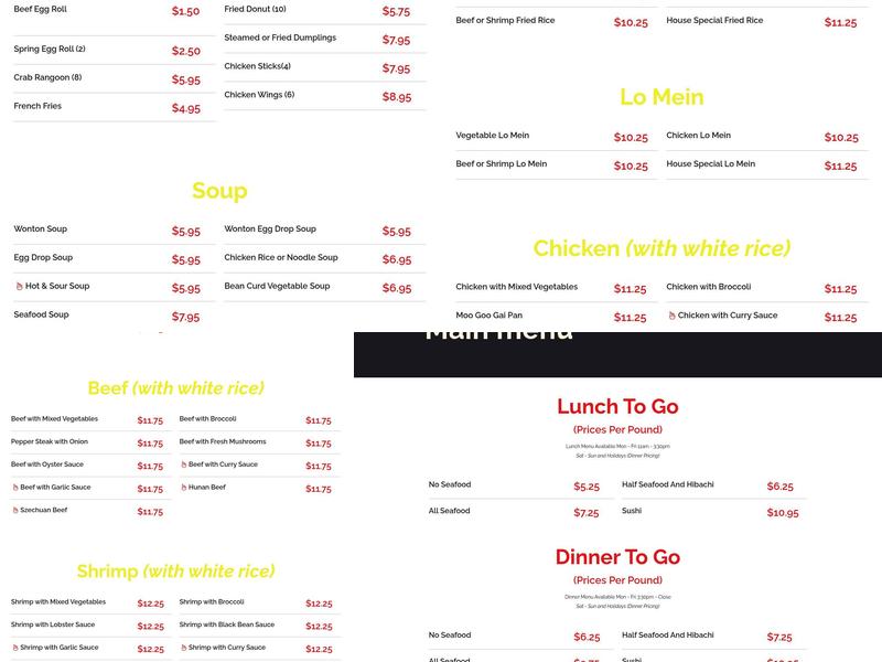 King Buffet Menu