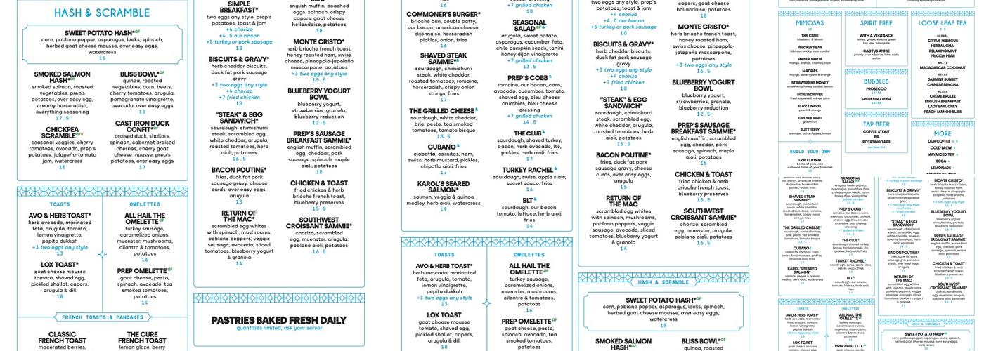 Prep & Pastry Menu
