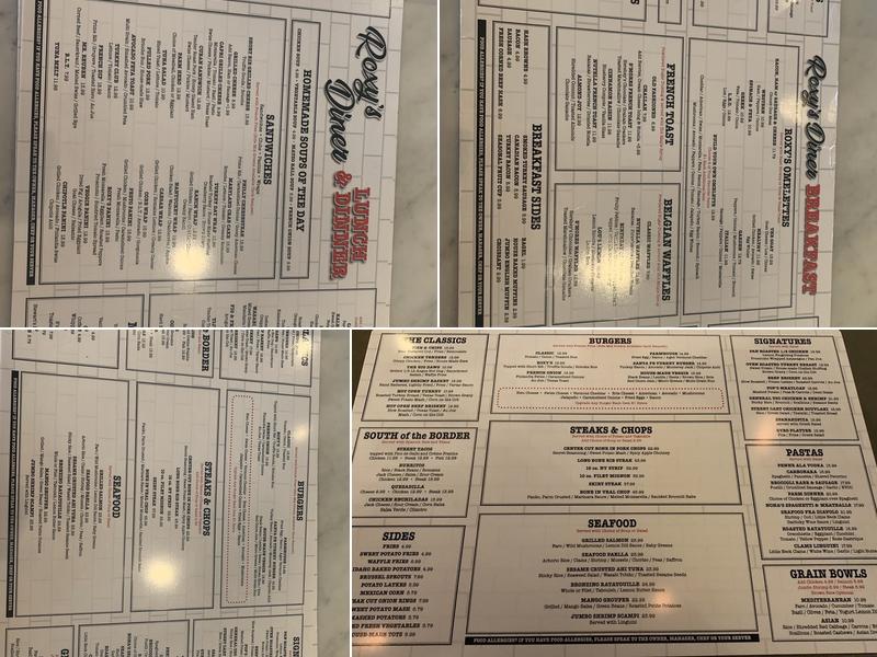 Roxy’s Diner Bar & Grill Menu