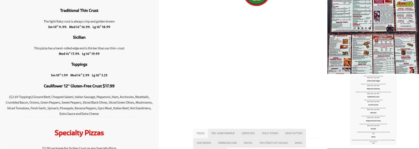 Joey D's Chicago Style Eatery & Pizza Menu