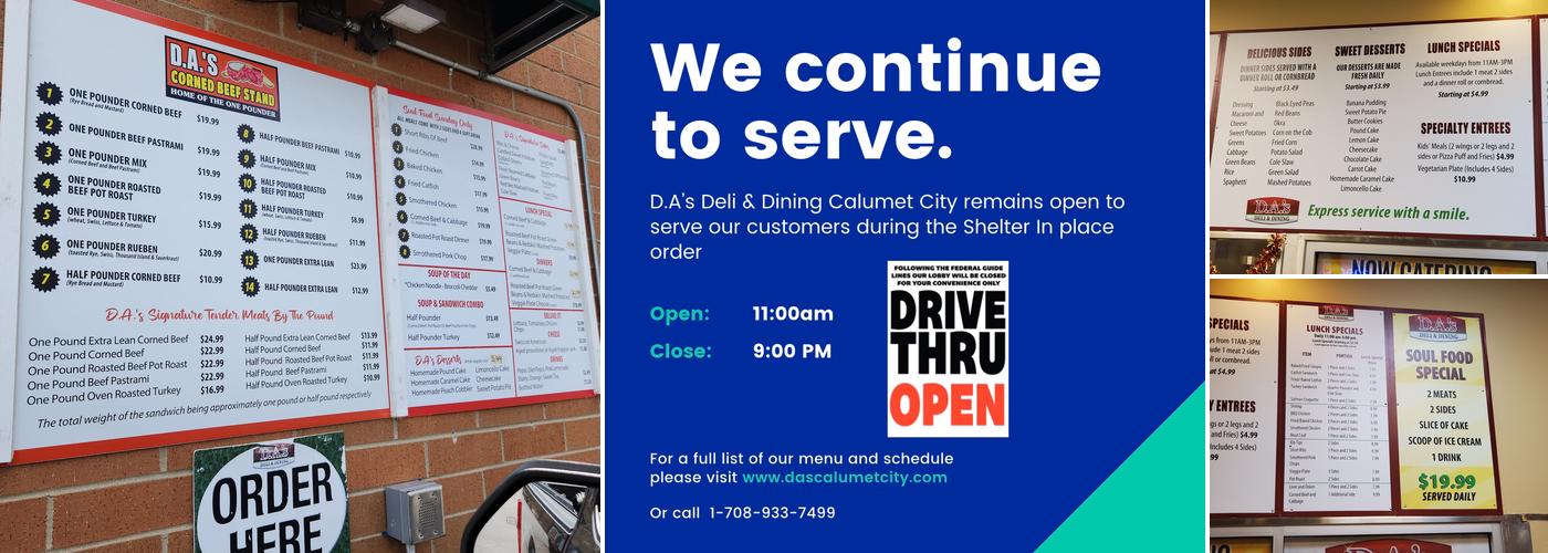 D.A.’S Deli and Dining Calumet City Menu