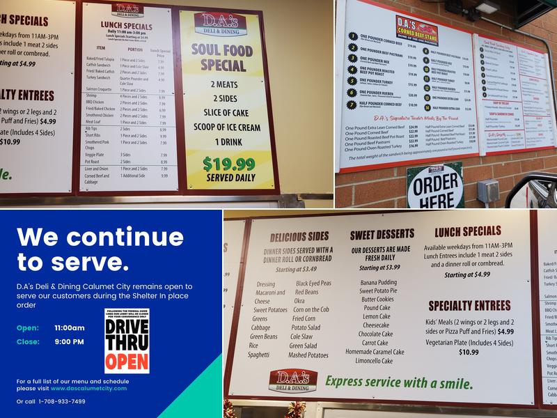 D.A.’S Deli and Dining Calumet City Menu
