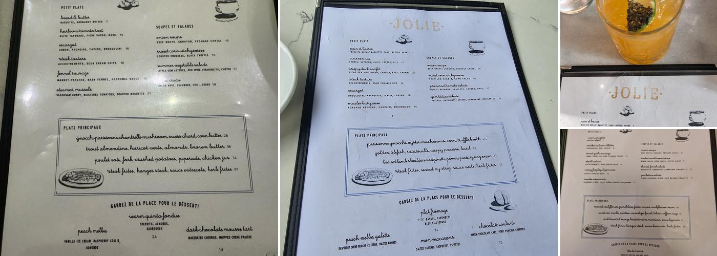 Jolie Menu