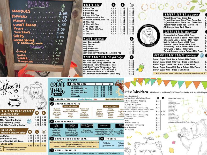 Hey Bear Cafe Menu
