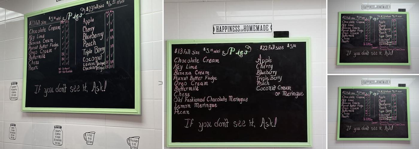 MeLisa The Pie Lady Menu