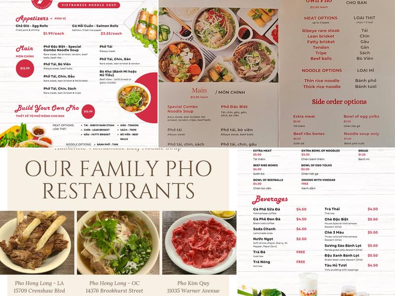 Yummy Pho Menu