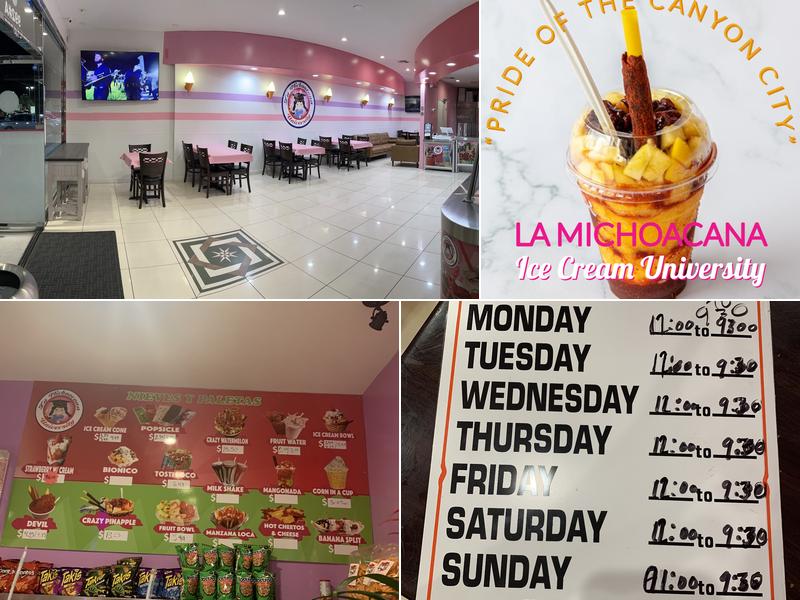 La Michoacana Ice Cream University Menu