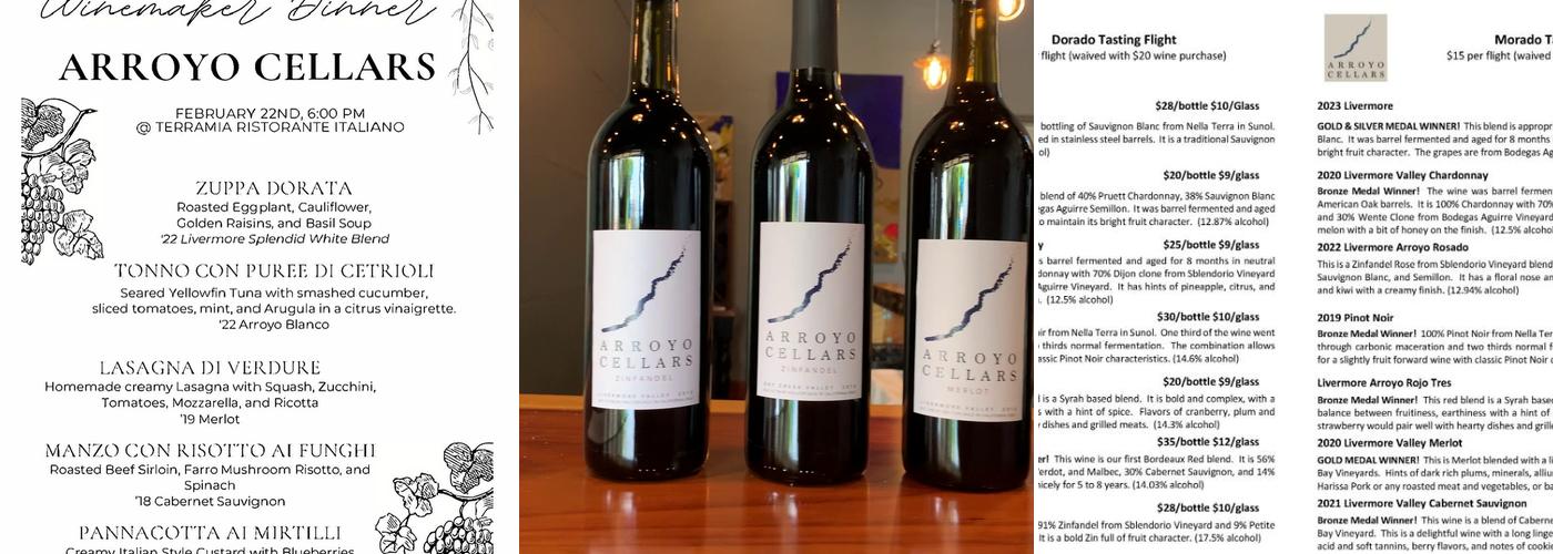 Arroyo Cellars Menu