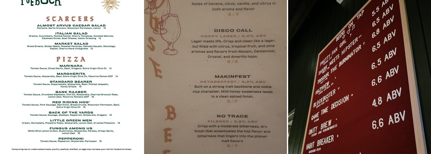Roebuck Menu