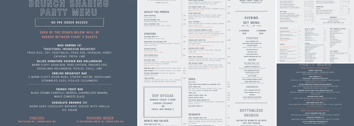 Ollie's House Restaurant (Parsons Green) Menu