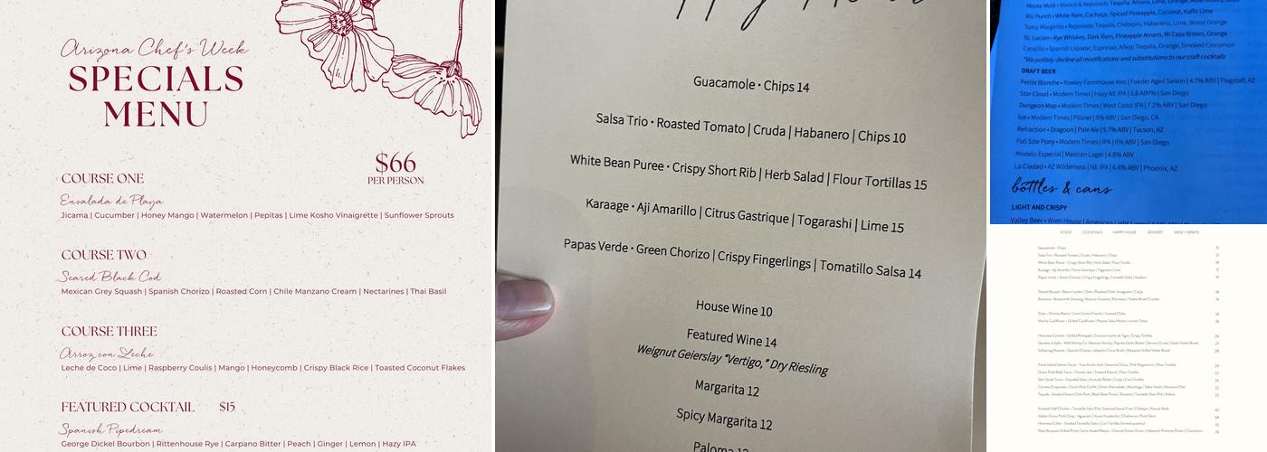 Vecina Menu