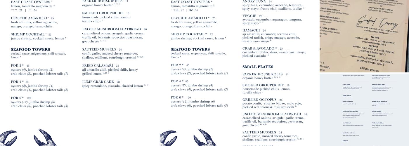 Anchor and Brine Menu