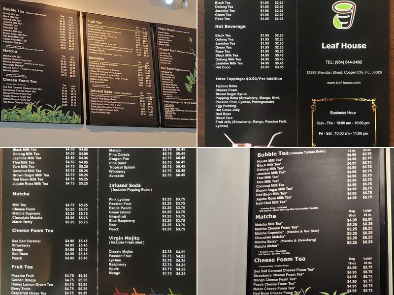 Leaf House Menu